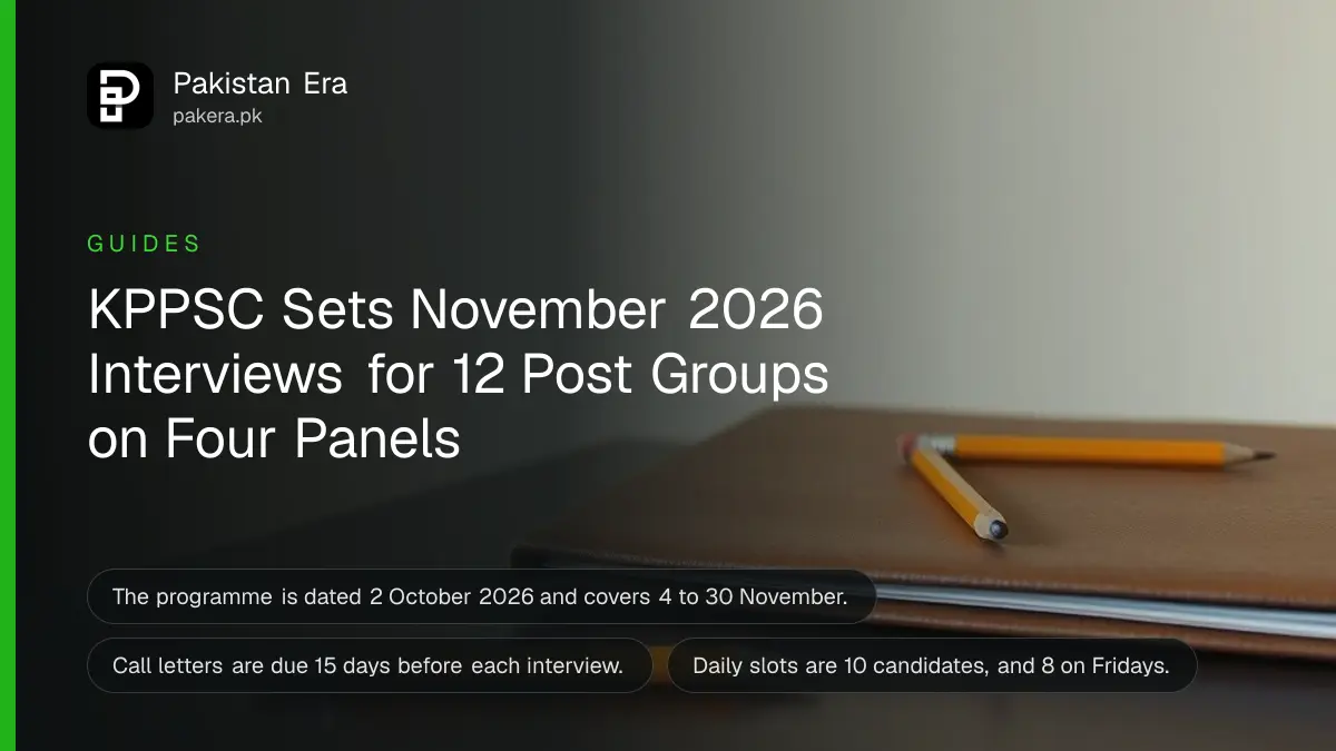 A closed folder and a pencil on a wooden table, for a guide to KPPSC interviews in Khyber Pakhtunkhwa