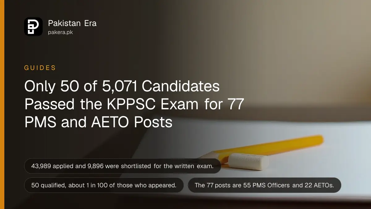 A pencil and an eraser on a sheet of paper on a wooden table, for a guide to the KPPSC PMS and AETO result