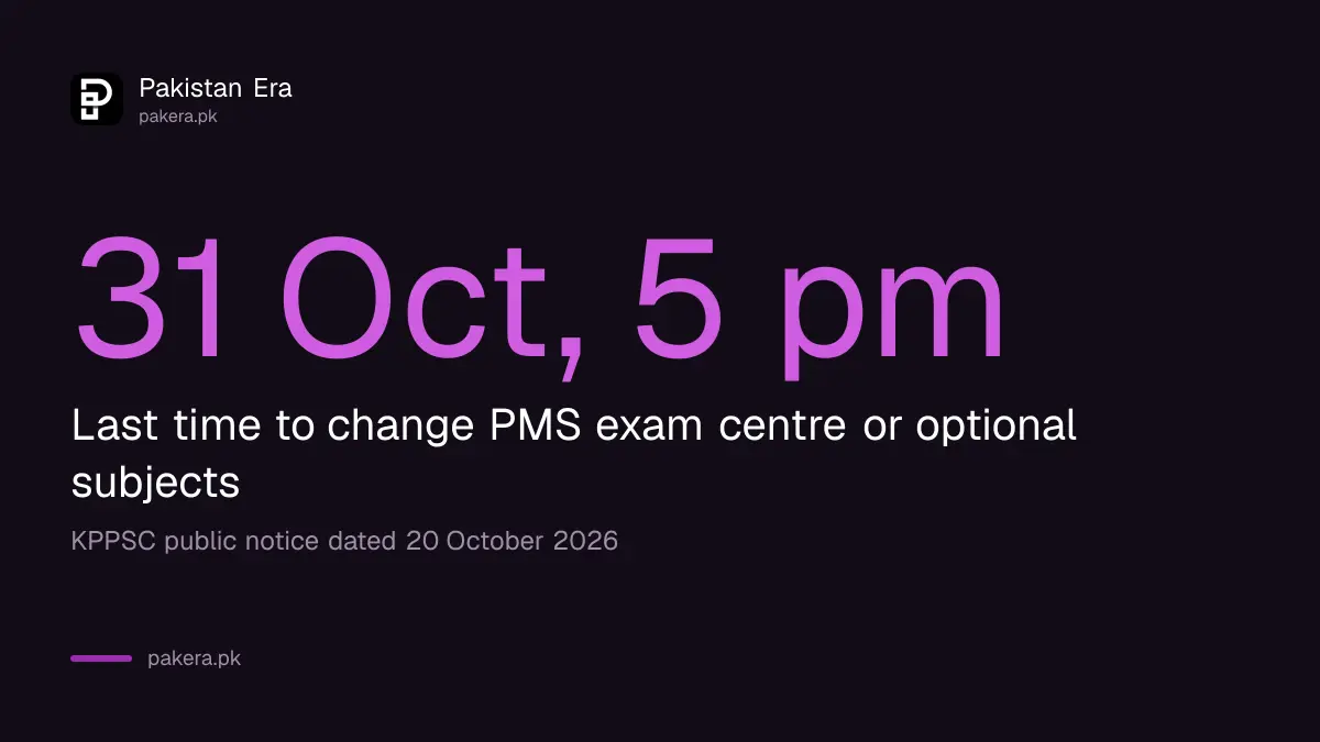 KPPSC PMS centre and optional subject change deadline 31 October 2026 at 5 pm