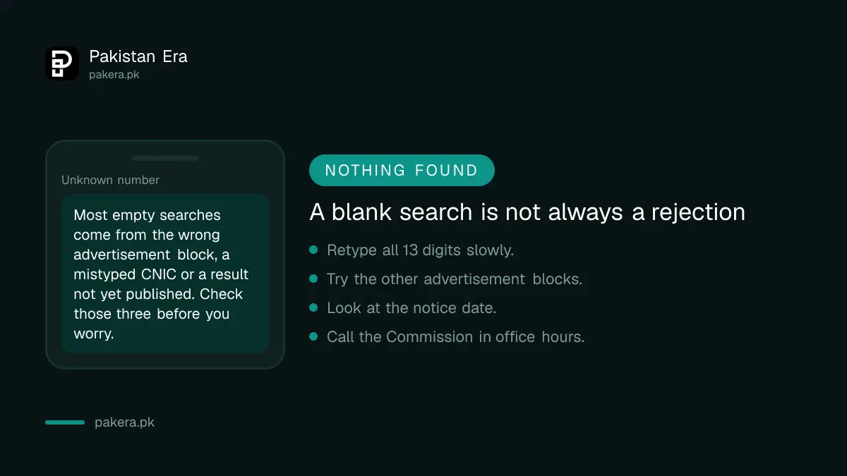 What to check when a KPPSC search by CNIC shows nothing