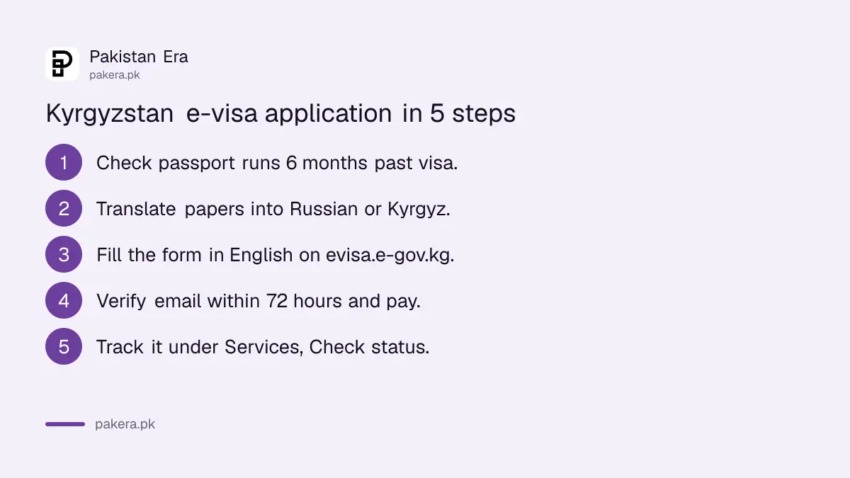 Steps for a Kyrgyzstan e-visa application from Pakistan