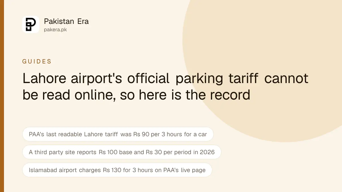 Lahore airport parking rates, zones and pickup rules