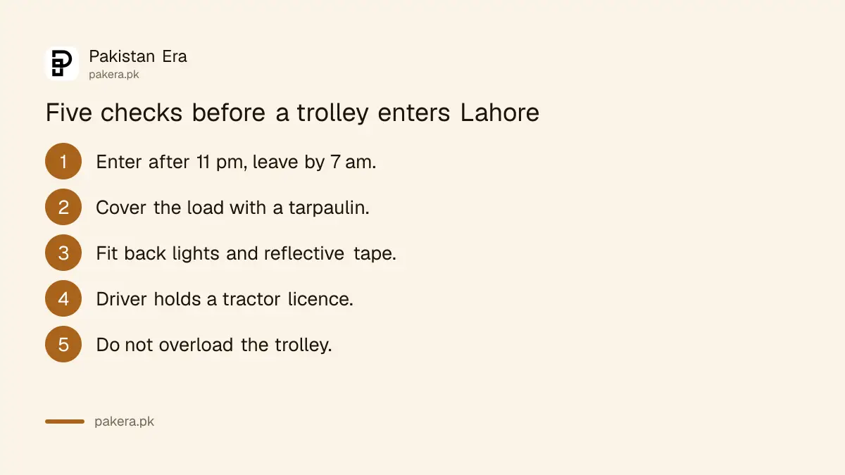 Five steps for tractor trolley owners entering Lahore: timing, tarpaulin, lights, licence and load