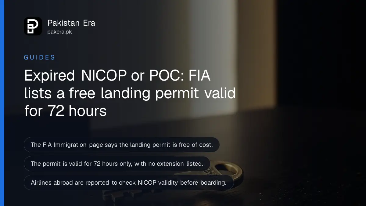 A brass key on a dark wooden table, for a guide to the FIA landing permit for an expired NICOP in Pakistan