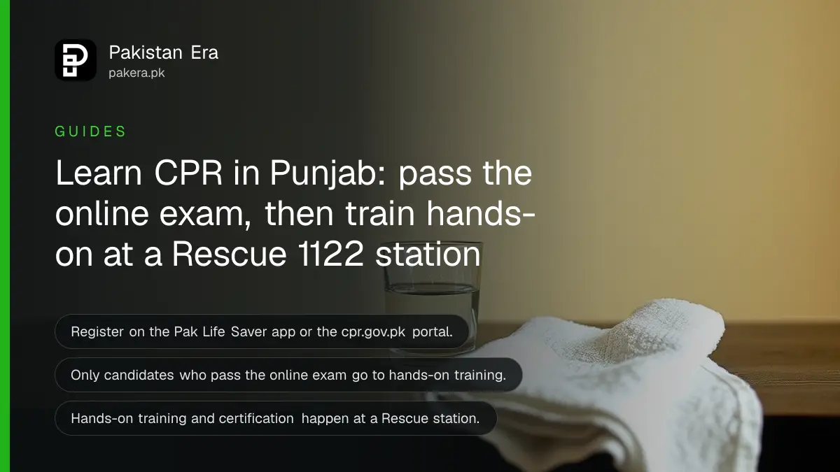 A folded white towel and a glass of water on a dark wooden table, for a guide to CPR training in Punjab