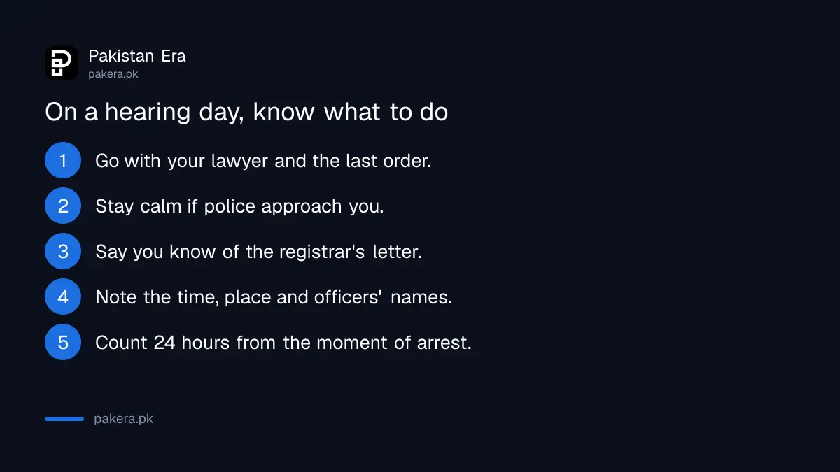 Steps to follow on a hearing day at the Lahore High Court if police approach you