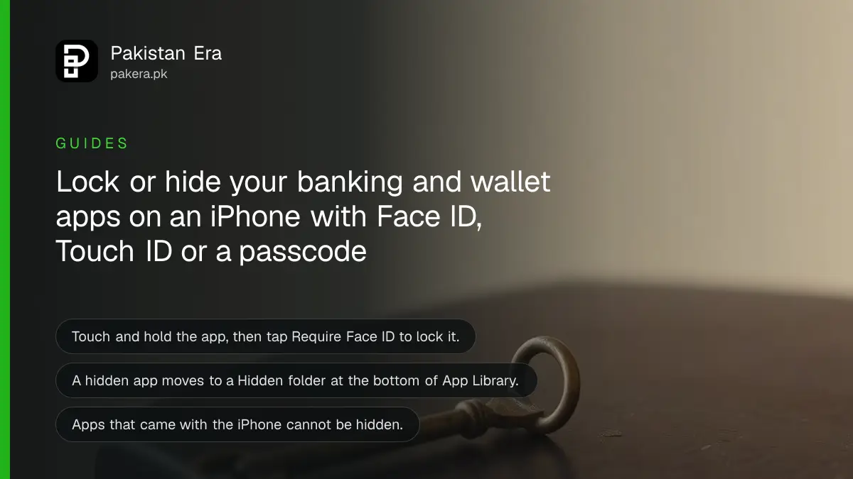 An old brass key on a dark wooden table, for a guide to lock app iphone face id in Pakistan