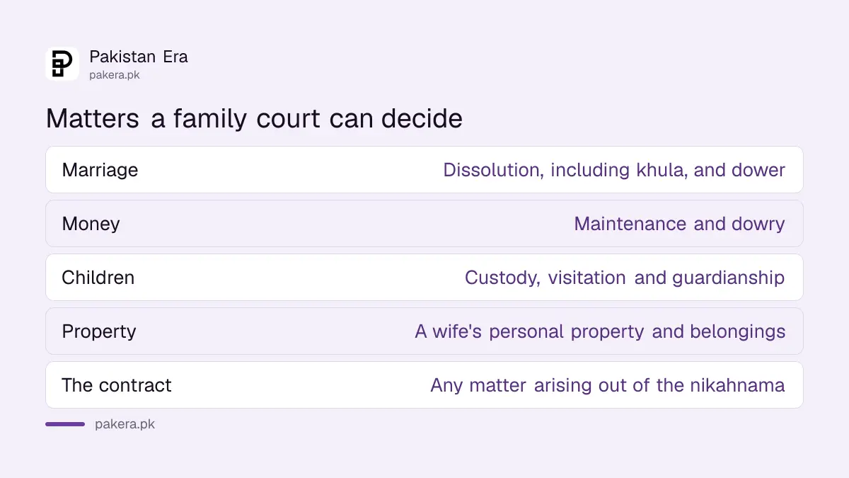 Matters a family court in Punjab can decide under the Schedule