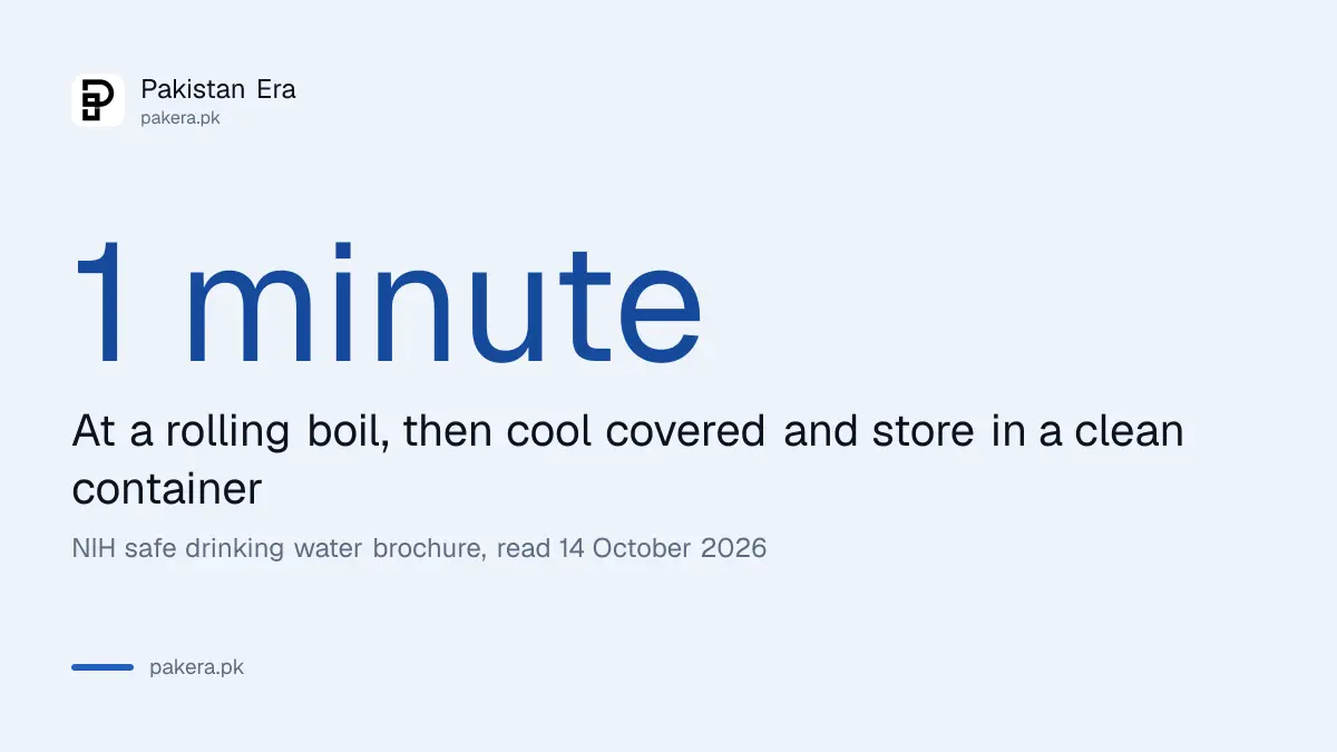NIH says to boil drinking water for one minute at a rolling boil