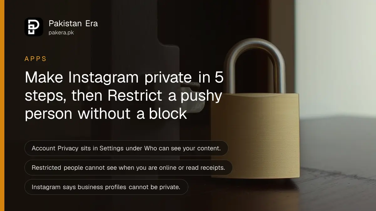 A wooden gate latch and a small brass padlock on a dark wooden table, for a guide to making an Instagram account private in Pakistan