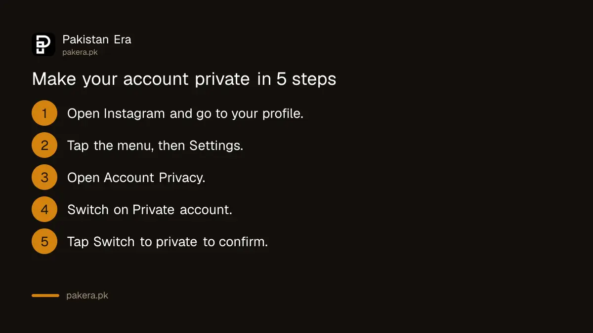 Steps to make an Instagram account private from Settings, Account Privacy