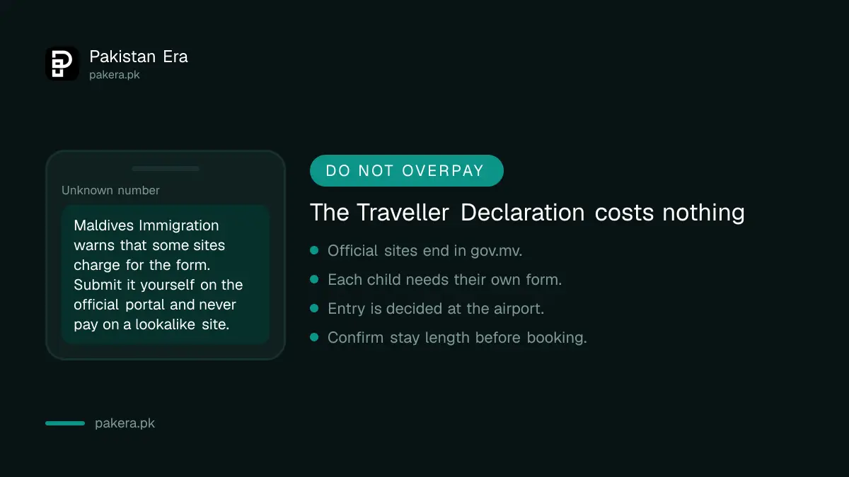 Warning about paid websites for the free Maldives Traveller Declaration