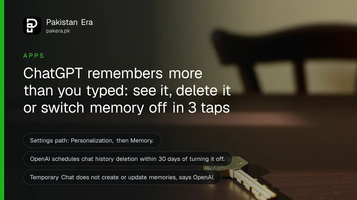 A brass key on a dark wooden table against a plain cream wall, for an article on ChatGPT memory