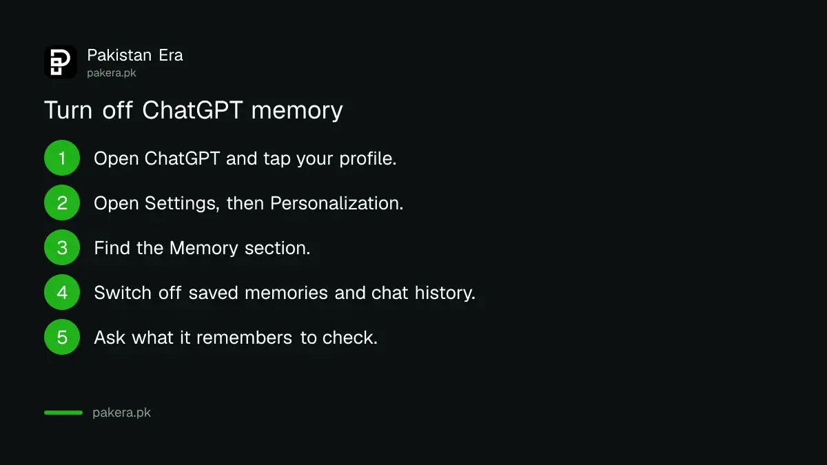 Five steps to turn off ChatGPT memory in Settings