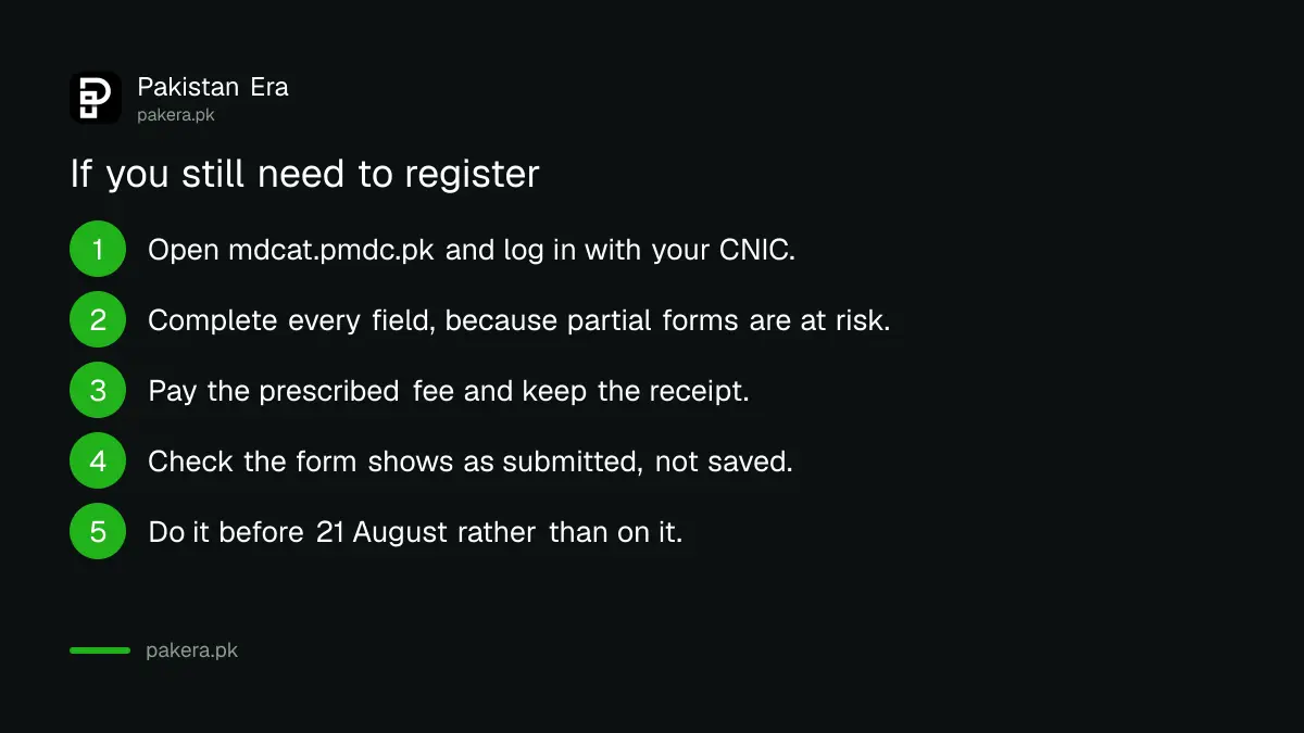 Steps to complete MDCAT 2026 registration before the deadline