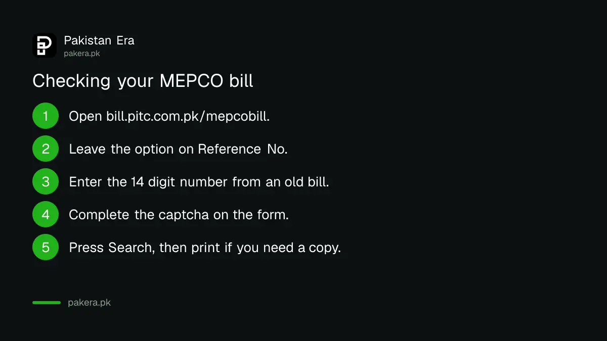 Steps to check a MEPCO electricity bill online