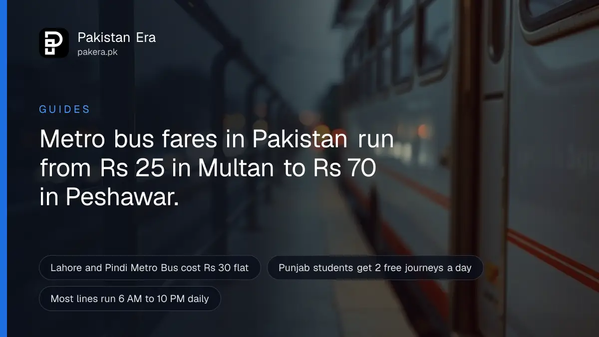 An empty elevated metro bus station platform in Lahore at dusk with glass doors and soft lights