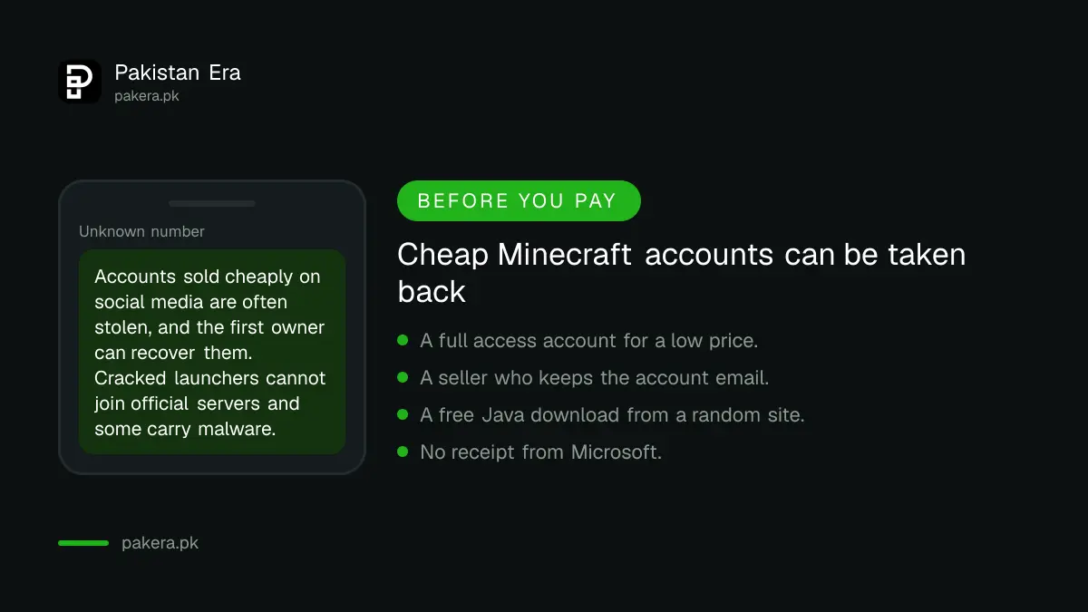 Risks of cheap Minecraft accounts and cracked launchers in Pakistan
