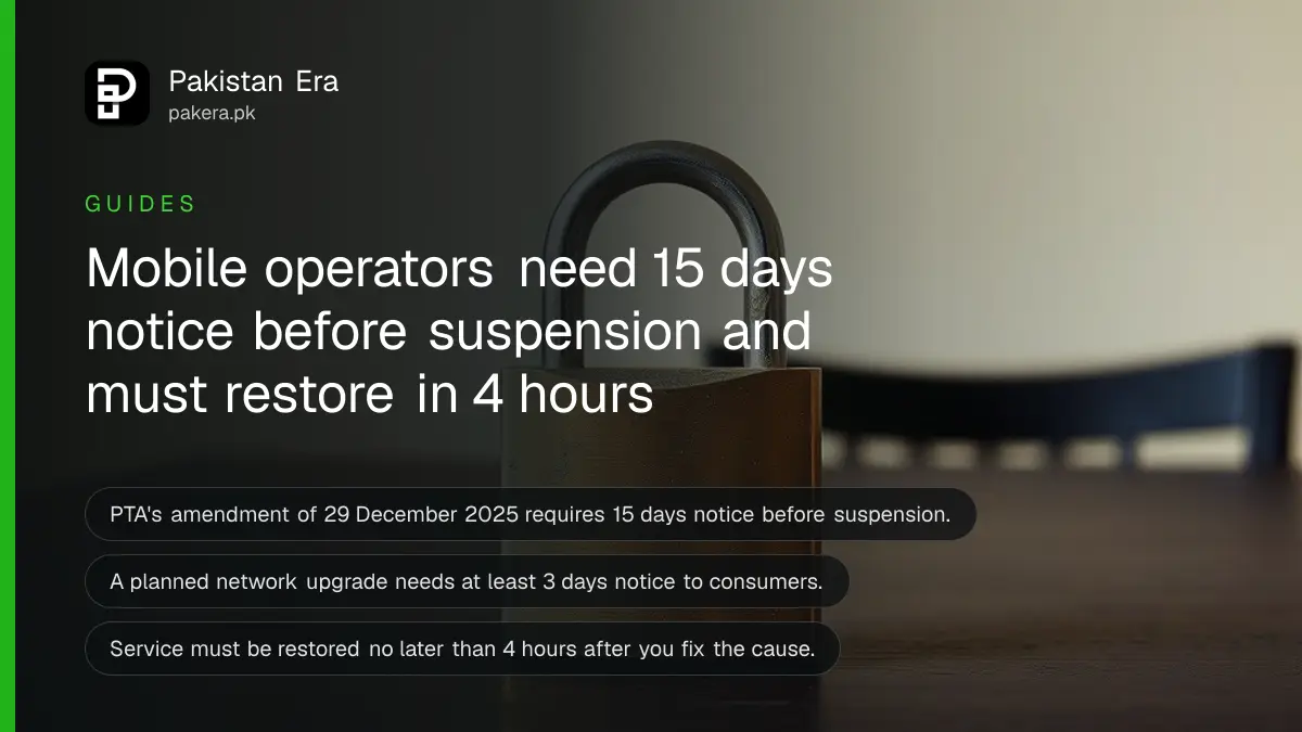 A brass padlock on a dark wooden table, for a guide on mobile service suspension notice rules in Pakistan