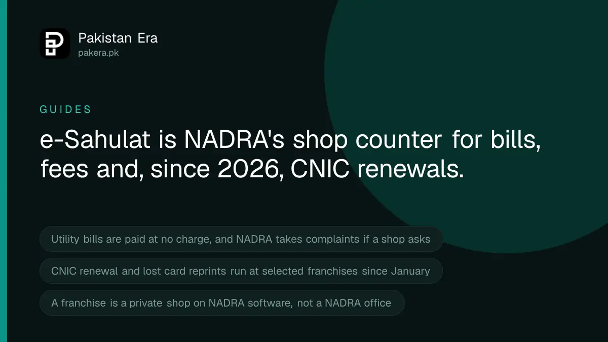NADRA e-Sahulat Franchises: What You Can Pay and Get Done There