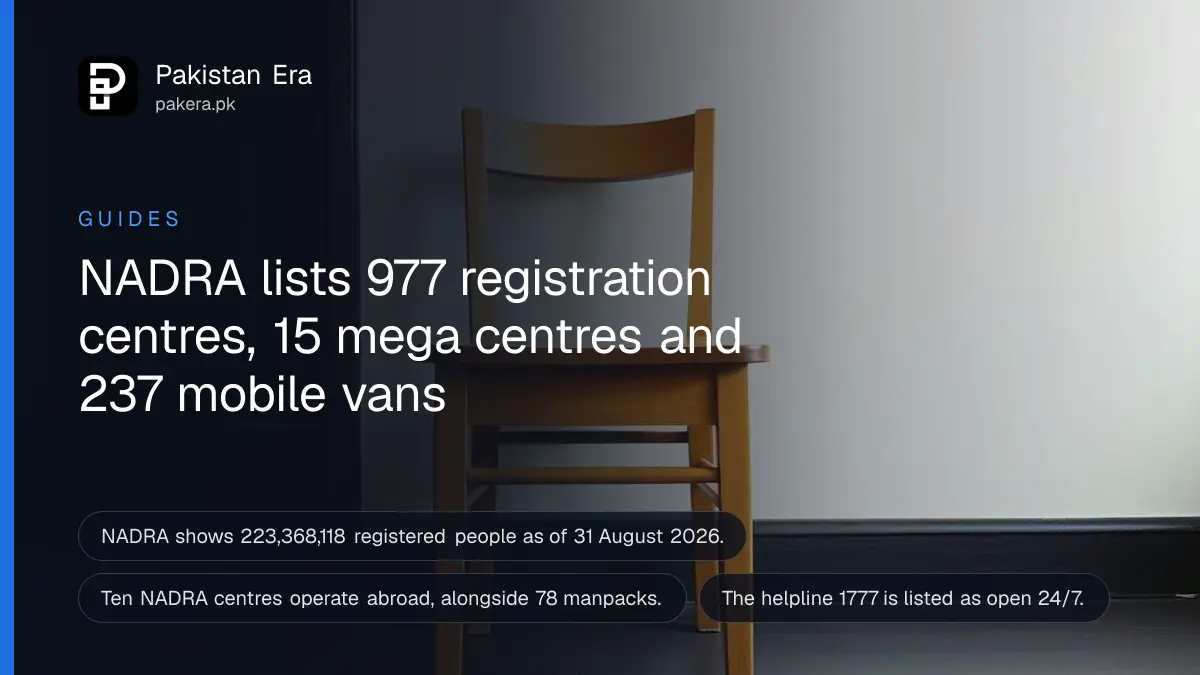 A wooden chair against a plain cream wall, for a guide to NADRA registration centres in Pakistan