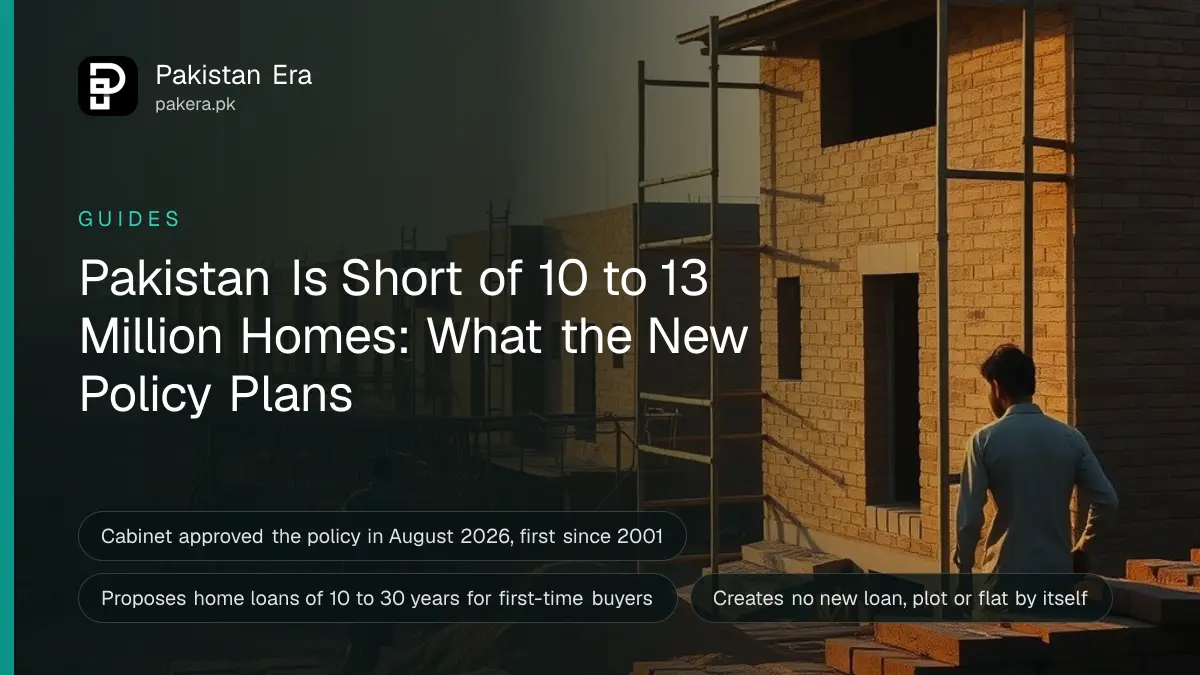 Rows of new low-rise brick houses under construction on the edge of a Pakistani city at golden hour