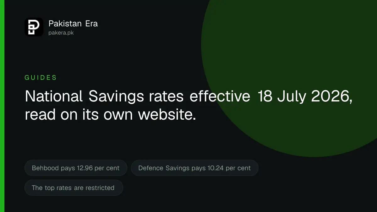 National Savings profit rates in Pakistan