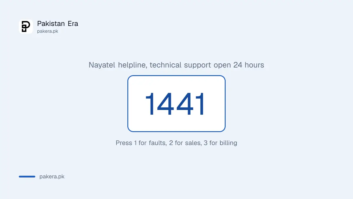 Nayatel helpline 1441 in Pakistan, technical support open 24 hours