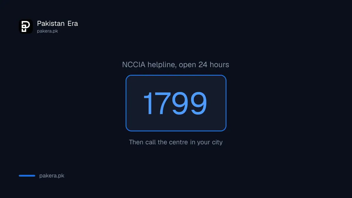 NCCIA cybercrime helpline 1799 for all of Pakistan