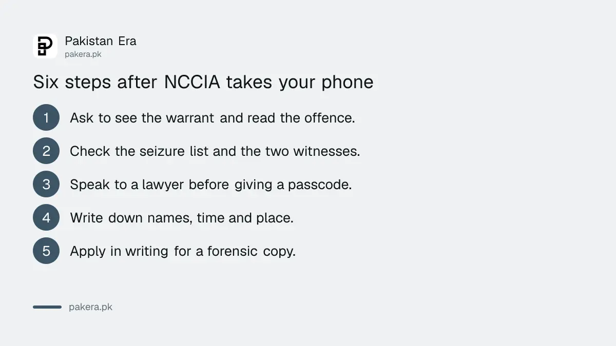 Six steps to take if NCCIA seizes your phone in Pakistan