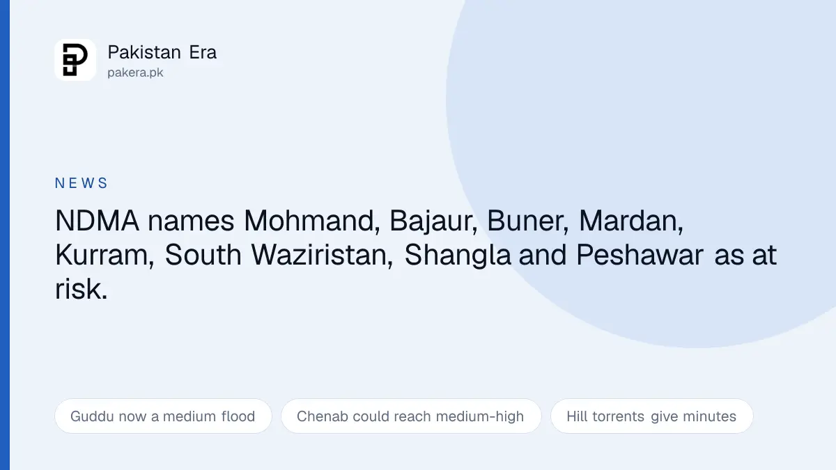 NDMA flood alert districts and river levels in Pakistan, August 2026