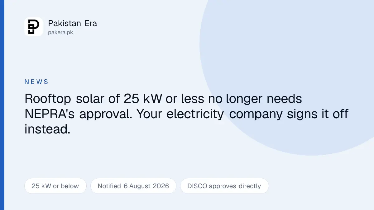 NEPRA drops the approval requirement for rooftop solar systems of 25 kW or below