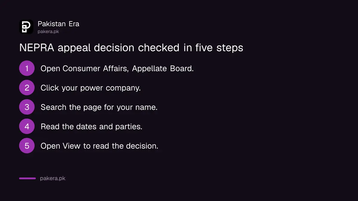Steps to check a NEPRA Appellate Board decision on an electricity bill appeal