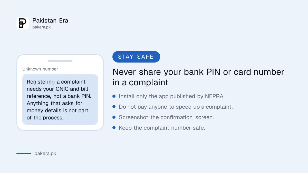 Safety reminder when registering an electricity complaint on the NEPRA app