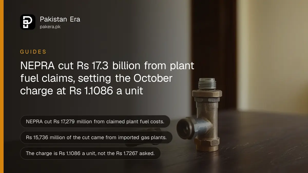 A copper pipe fitting and a steel valve on a dark wooden table, for a story on power plant fuel costs in Pakistan