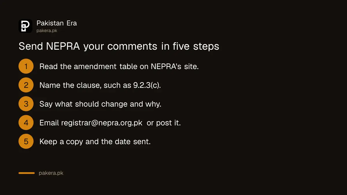 Five steps to send comments to NEPRA on the Consumer Service Manual changes