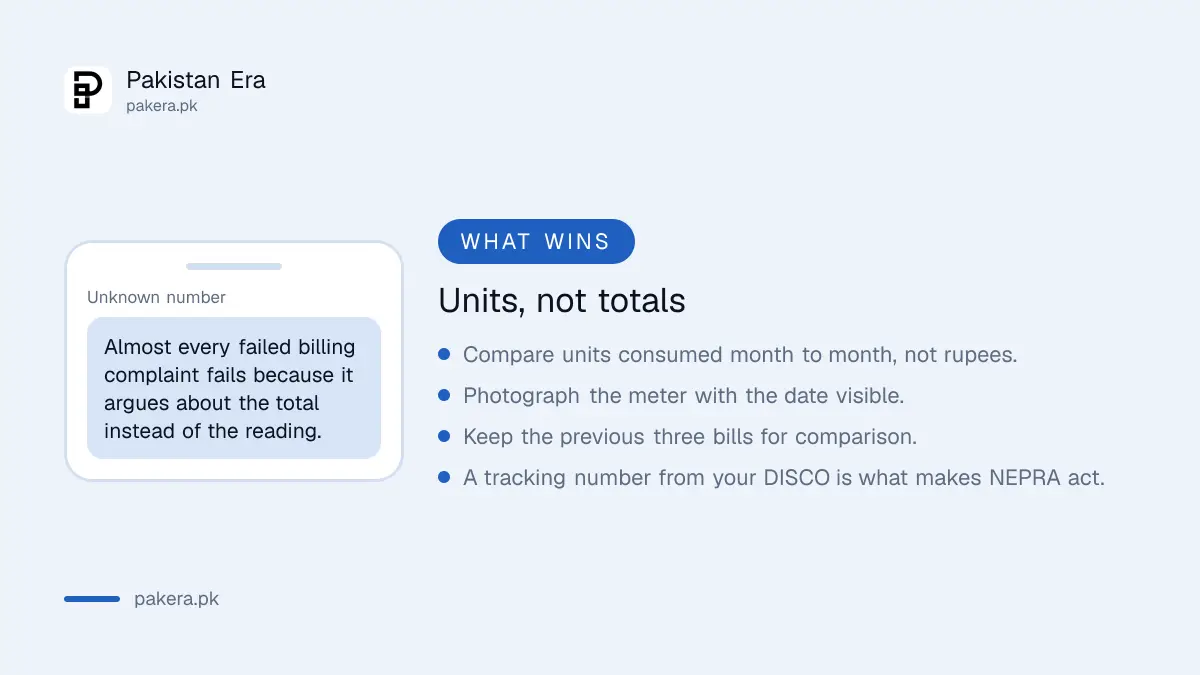 What evidence actually corrects a wrong electricity bill