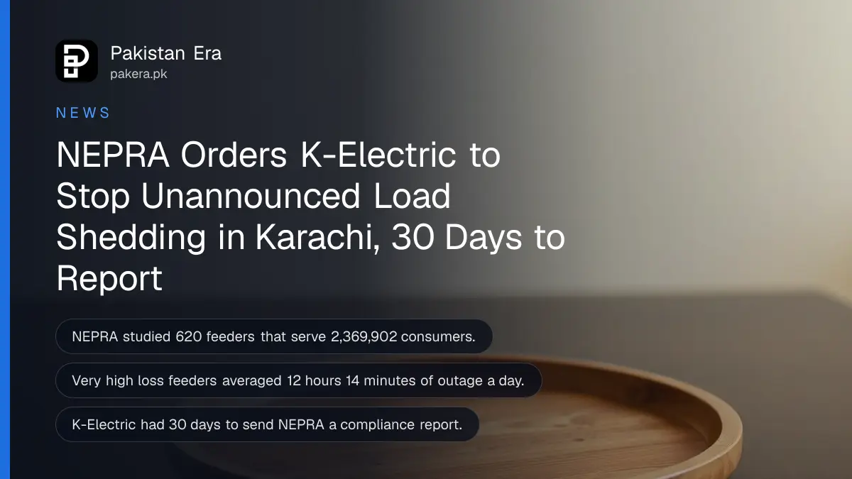 A plain wooden tray on a dark wooden table, for an article on k-electric load shedding nepra order