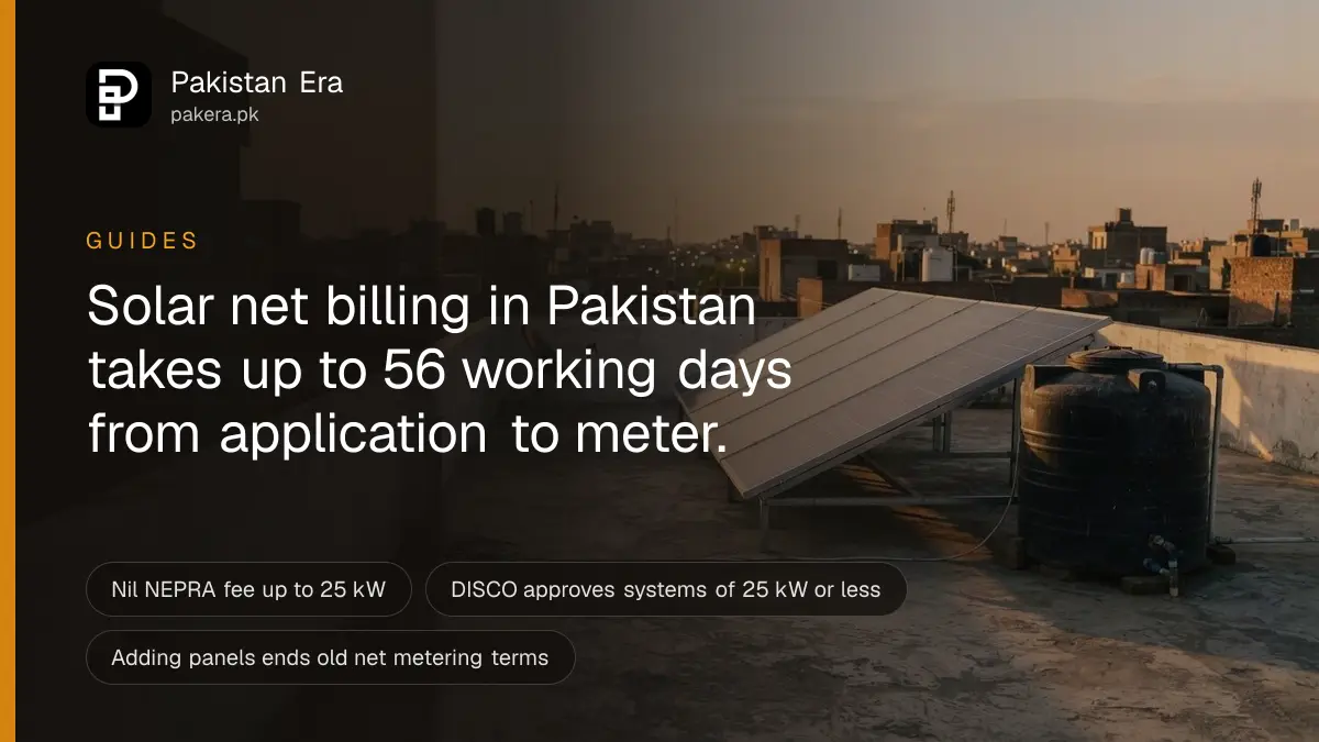 Rooftop solar panels on a flat concrete roof in Lahore at golden hour, with a water tank beside them