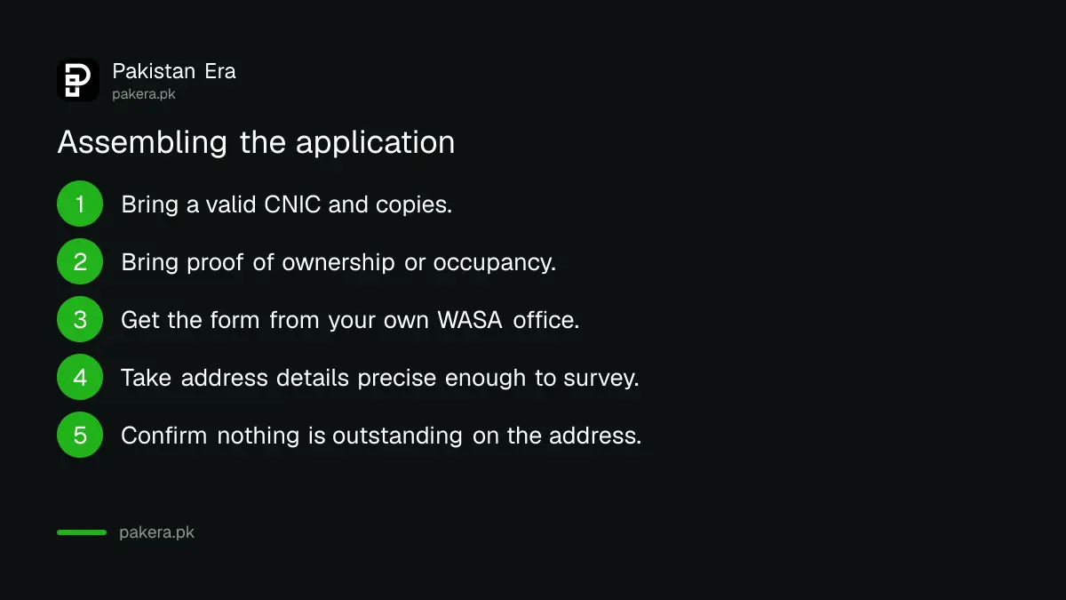 Documents needed for a new WASA water connection