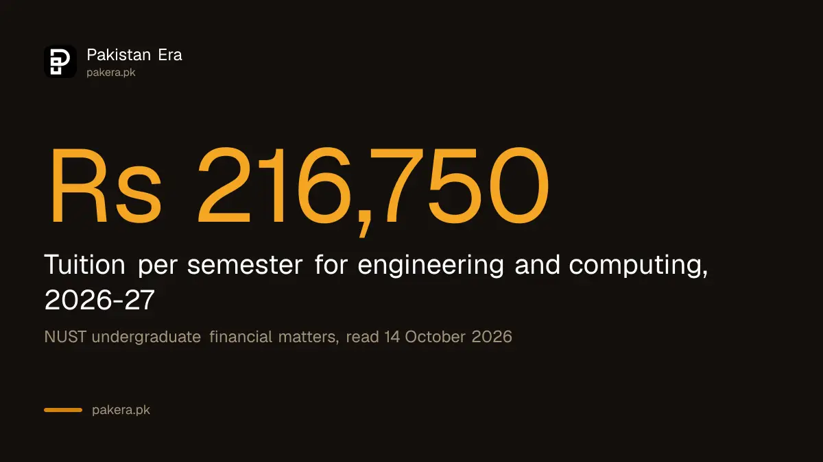 NUST undergraduate tuition per semester for engineering and business programmes, 2026 to 2027