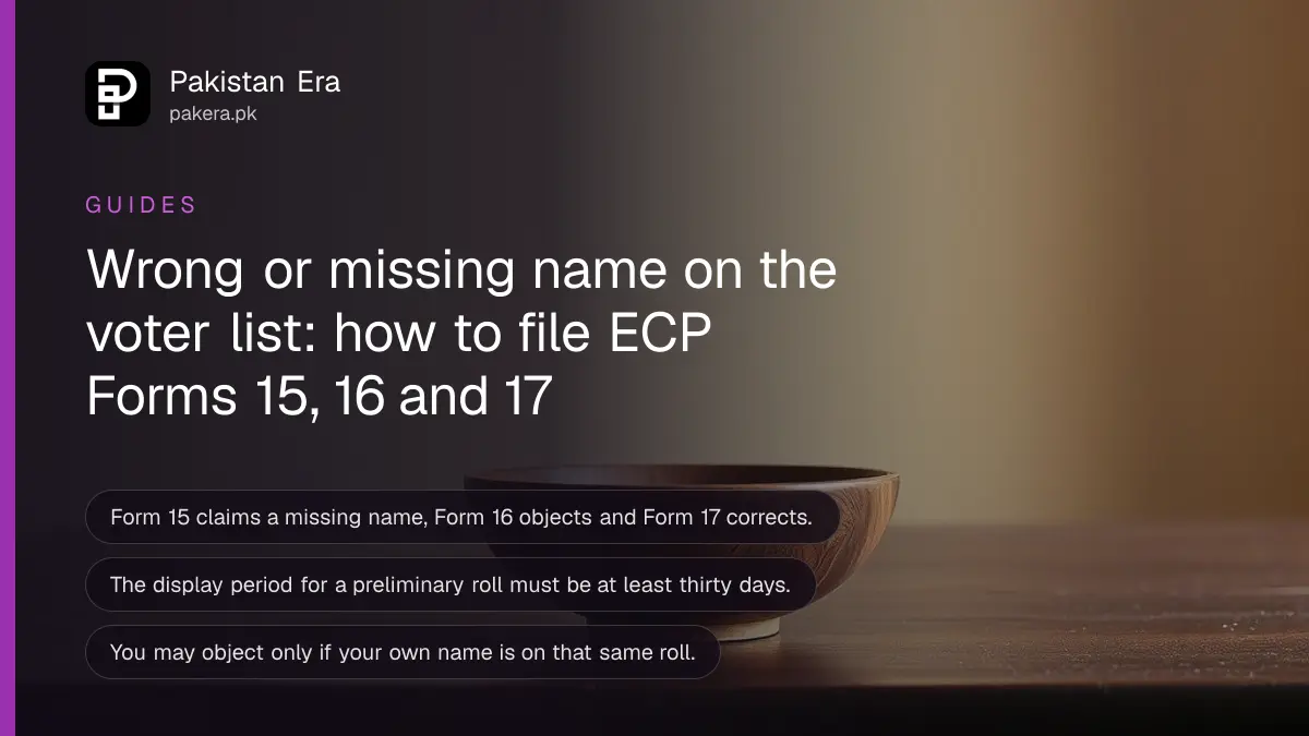 A wooden bowl on a dark wooden table, for a guide on how to object to a voter list entry in Pakistan