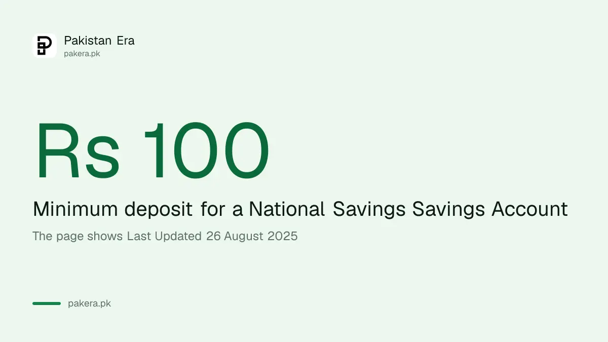 Minimum deposit for a National Savings Savings Account is Rs 100