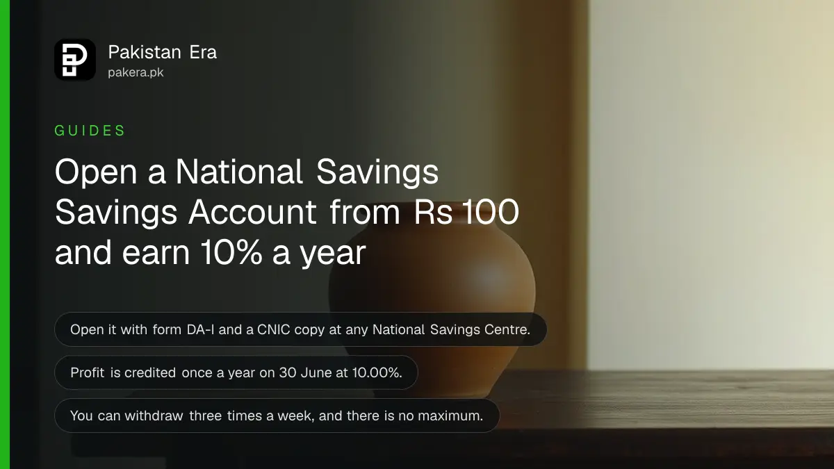 A terracotta pot on a dark wooden table, for a guide to the National Savings Savings Account in Pakistan