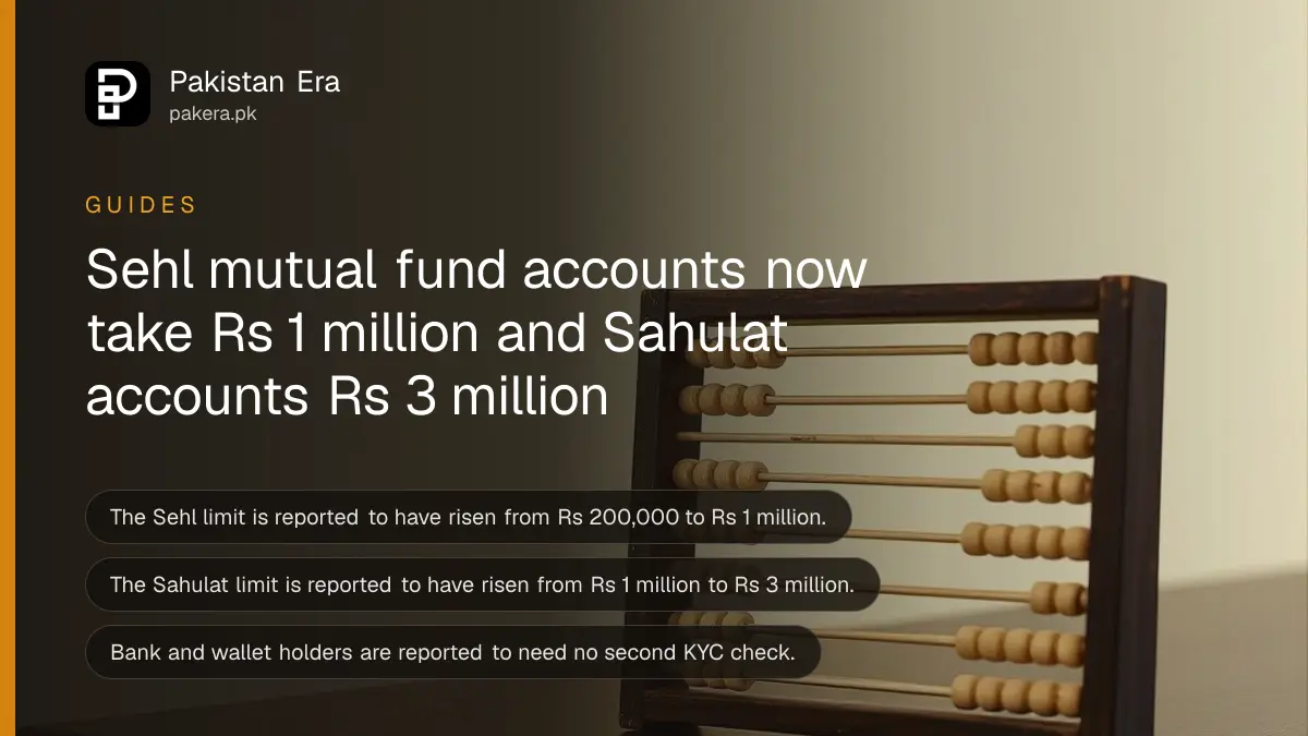 A small abacus with wooden beads on a dark table, for a guide to Sehl and Sahulat mutual fund accounts in Pakistan