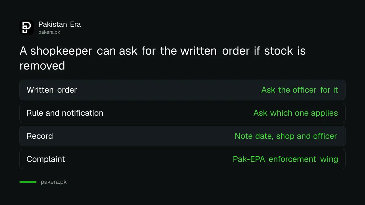 Steps for a shopkeeper in Islamabad if officers ask to remove PET bottles from sale