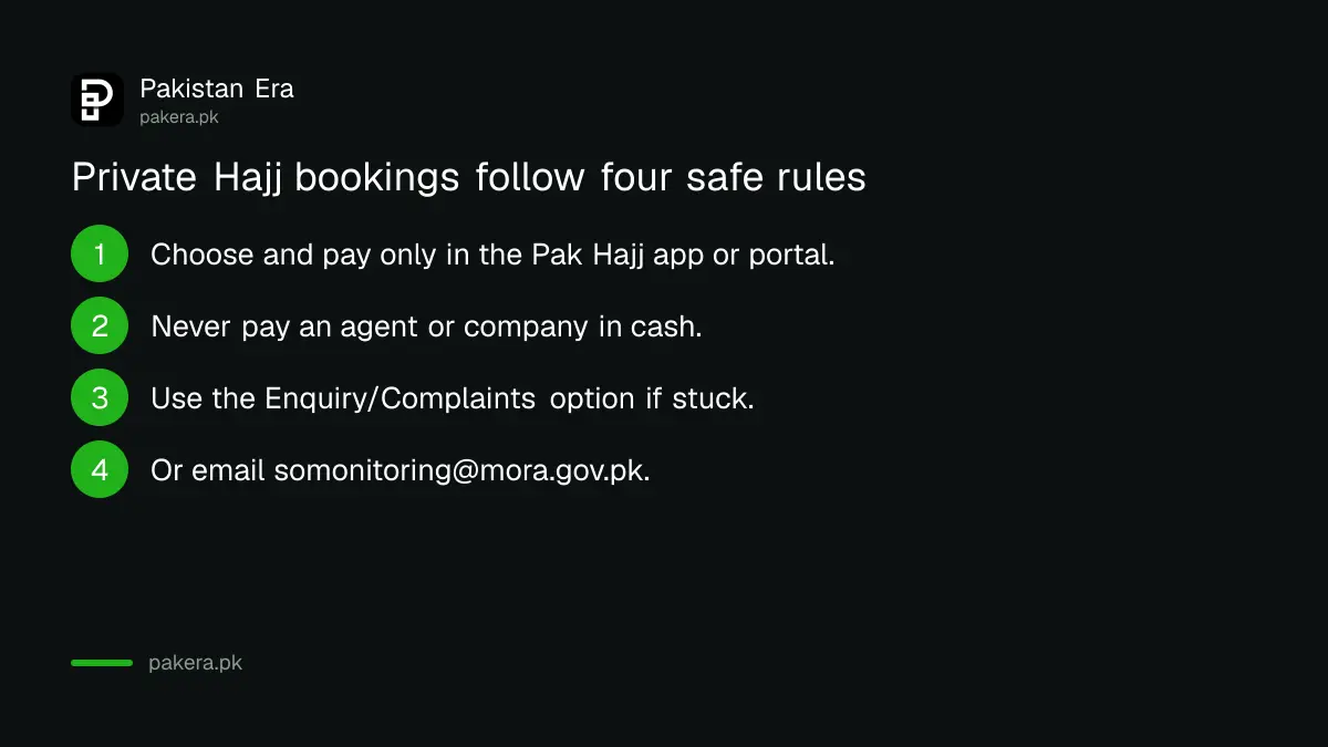 Ministry warning: pay for private Hajj only through the Pak Hajj app, never in cash