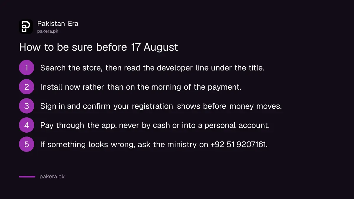 Steps to verify the Pak Hajj app before making a payment
