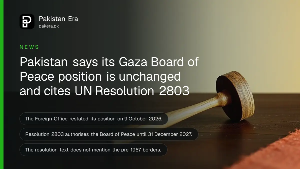A wooden gavel on a dark wooden table, for an article on Pakistan and the Gaza Board of Peace