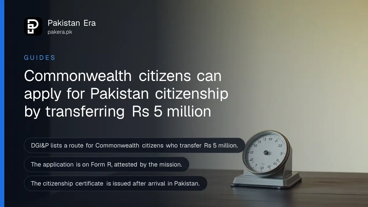 A scale on a dark wooden table, for an article on Pakistan citizenship by transferring Rs 5 million
